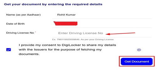 Driving License download with Digilocker